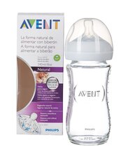 Lasinen tuttipullo Philips Avent "Natural", 1+ kuukausi, 240 ml (SCF053 / 17) hinta ja tiedot | Tuttipullot ja tarvikkeet | hobbyhall.fi