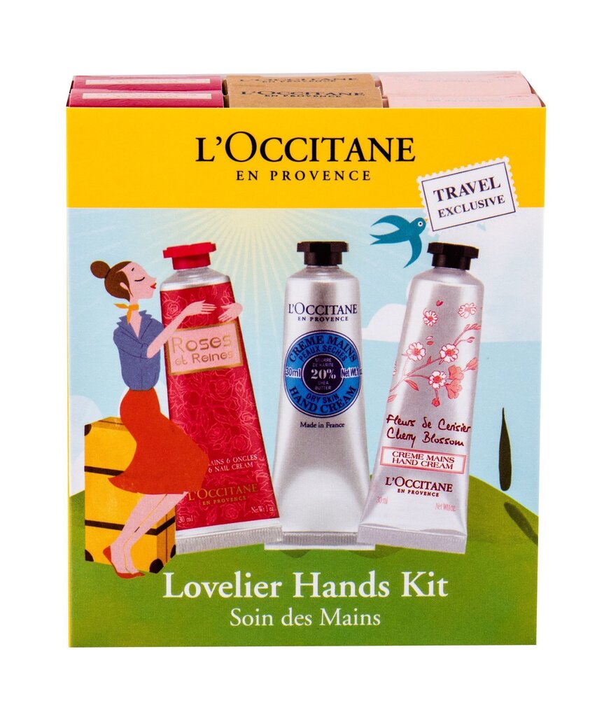 LoldOccitane Lovelier Hands Kit 6x30 ml - käsienhoitosetti / L´Occitane Sheavoi 2x30ml + L´Occitane Cherry Blossom 2x30ml, L´Occitane Roses et Relnes 2x30ml hinta ja tiedot | Vartalovoiteet ja -emulsiot | hobbyhall.fi