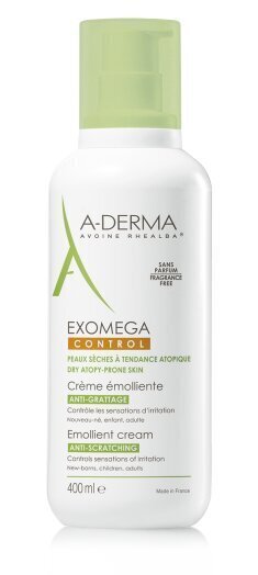 A-Derma Exomega Control Emollient Cream vartalovoide 400 ml hinta ja tiedot | Vartalovoiteet ja -emulsiot | hobbyhall.fi