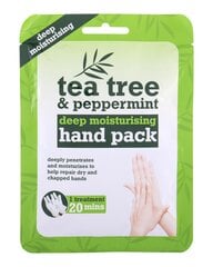 Kosteuttava käsinaamio - hanskat Xpel Tea Tree & Peppermint, 1 pari hinta ja tiedot | Vartalovoiteet ja -emulsiot | hobbyhall.fi