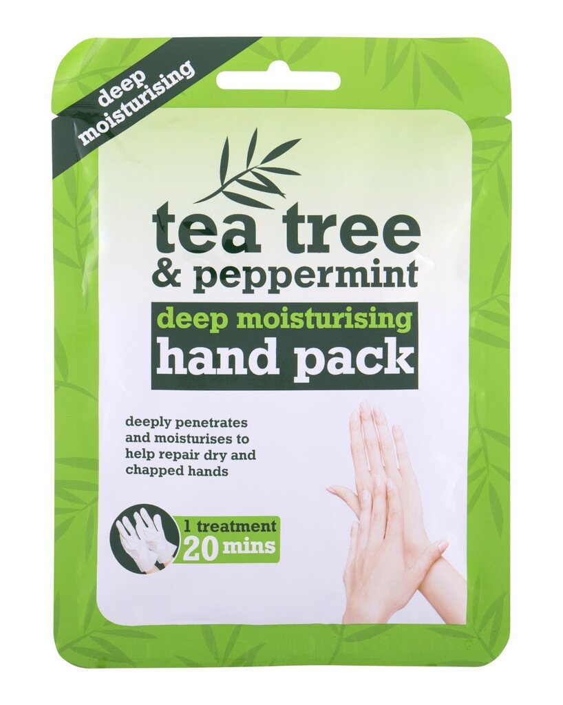 Kosteuttava käsinaamio - hanskat Xpel Tea Tree & Peppermint, 1 pari hinta ja tiedot | Vartalovoiteet ja -emulsiot | hobbyhall.fi