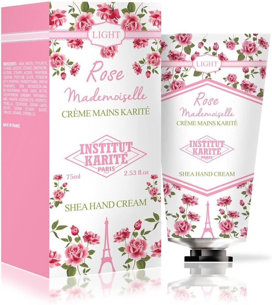 Institut Karite Light Hand Cream Rose Mademoiselle käsivoide 75 ml hinta ja tiedot | Vartalovoiteet ja -emulsiot | hobbyhall.fi