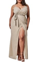 Aprikoosi wrap-look v-maksimekko halkiolla (plus size) – 2XL [LÖYTÖ] - PL61527-18-3XL hinta ja tiedot | Mekot | hobbyhall.fi