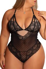 Musta remmikoristeinen mesh-teddy pitsillä (plus size) - PL34001-2-3XL hinta ja tiedot | Rintaliivit | hobbyhall.fi