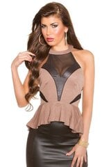 Koucla cappuccino mesh peplum-toppi [LÖYTÖ] - RM18807-2 hinta ja tiedot | Naisten paidat | hobbyhall.fi