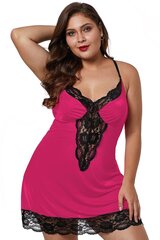 Pinkki pitsikoristeinen babydoll (plus size) - LC31145-6-5XL hinta ja tiedot | Yöasut ja pyjamat | hobbyhall.fi