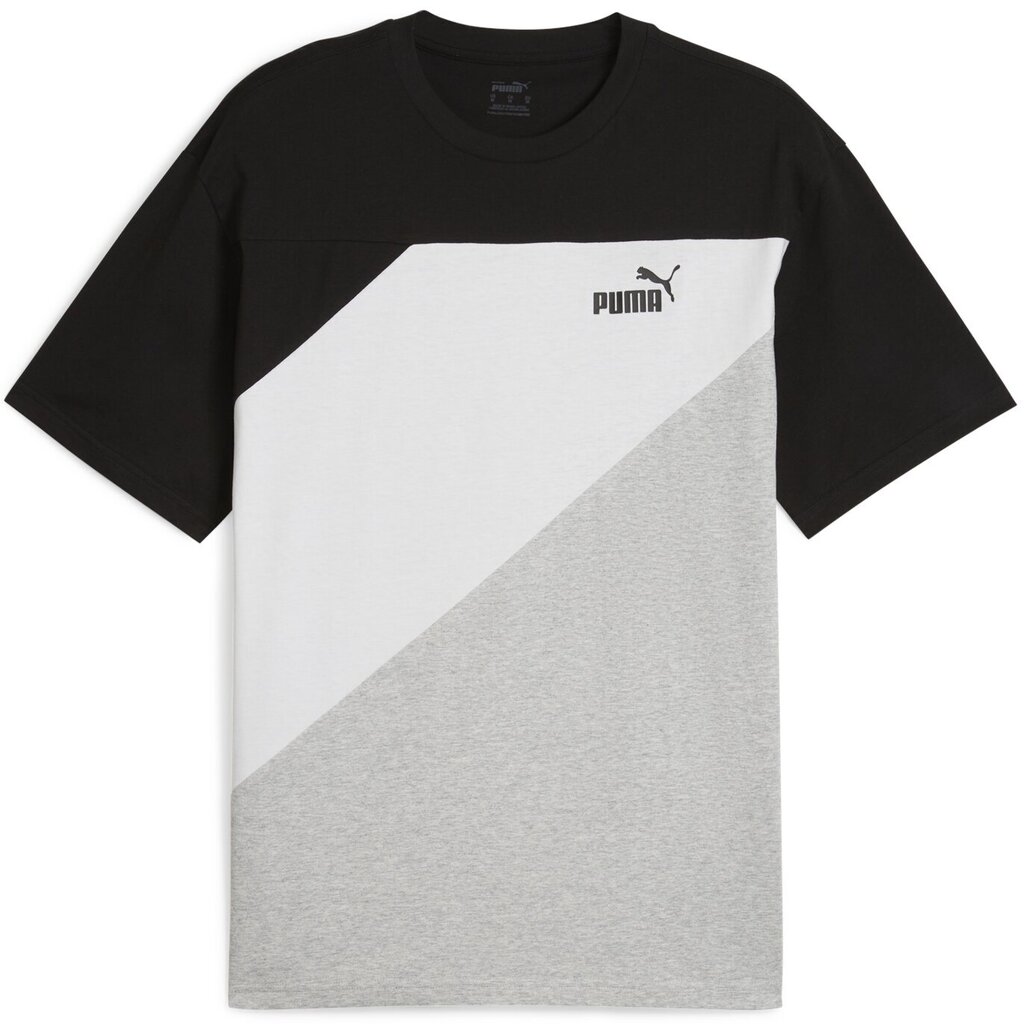 Puma T-Paita Power Colorblock Tee Black Grey White 678929 01 678929 01/L hinta ja tiedot | Miesten T-paidat | hobbyhall.fi