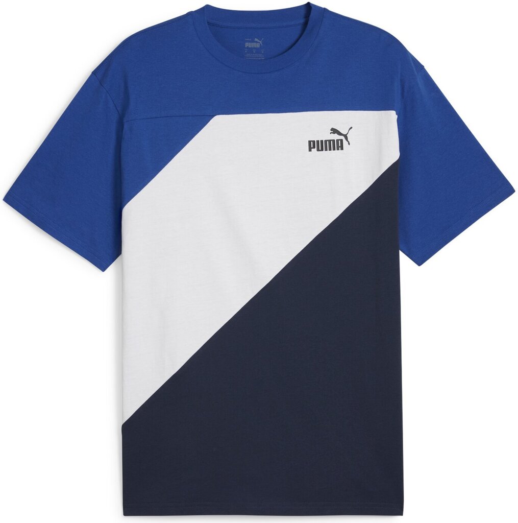 Puma T-Paita Power Colorblock Tee Blue White 678929 14 678929 14/M hinta ja tiedot | Miesten T-paidat | hobbyhall.fi