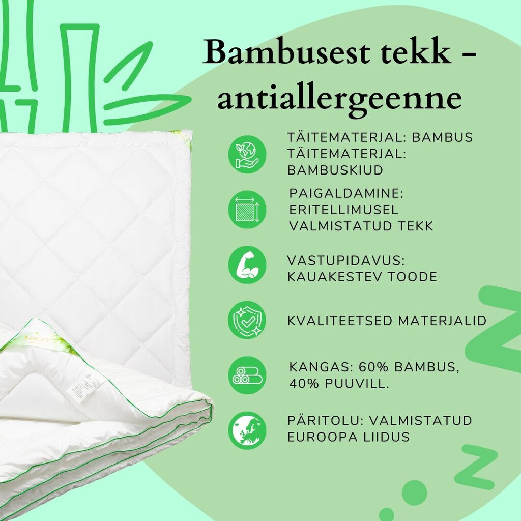 Bambu ympärivuotinen peitto, 160x200, valkoinen kesä - talvi Anti-allergeeninen hinta ja tiedot | Peitot | hobbyhall.fi