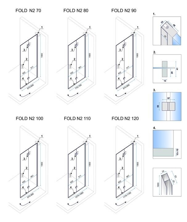 Suihkukaappi Rea Fold N2 100x120 hinta ja tiedot | Suihkukaapit ja suihkunurkat | hobbyhall.fi