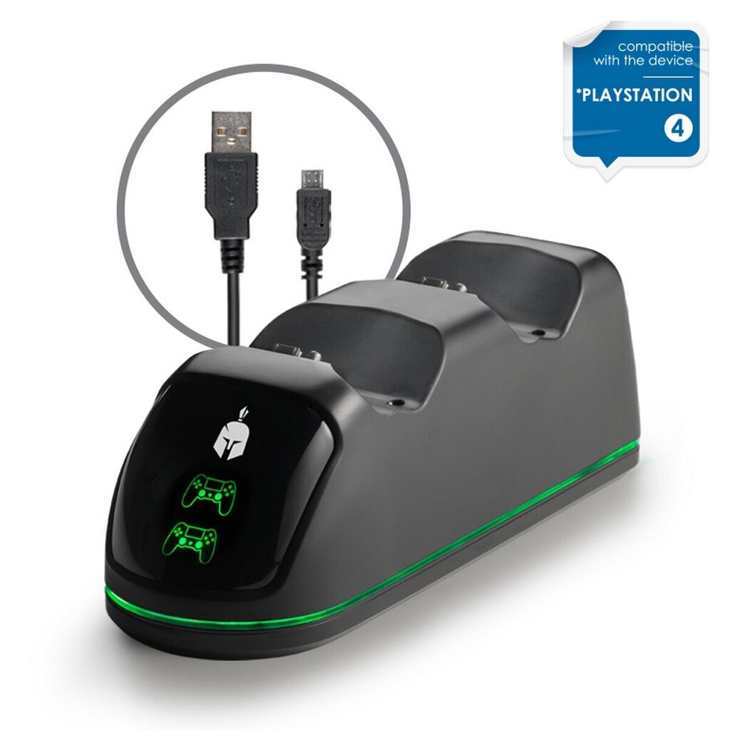 Spartan Gear - Dual Charging Dock Station (V2) (yhteensopiva Playstation 4: n kanssa) hinta ja tiedot | Pelikonsolitarvikkeet | hobbyhall.fi