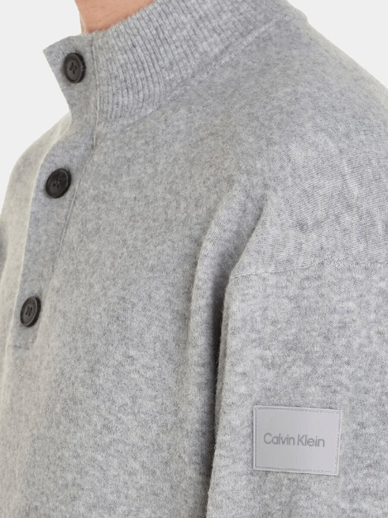 Villapaita CALVIN KLEIN Lycra Blend Button Quarter Light Grey Heather K10K111960P01 560077362 hinta ja tiedot | Miesten neuleet ja villapaidat | hobbyhall.fi