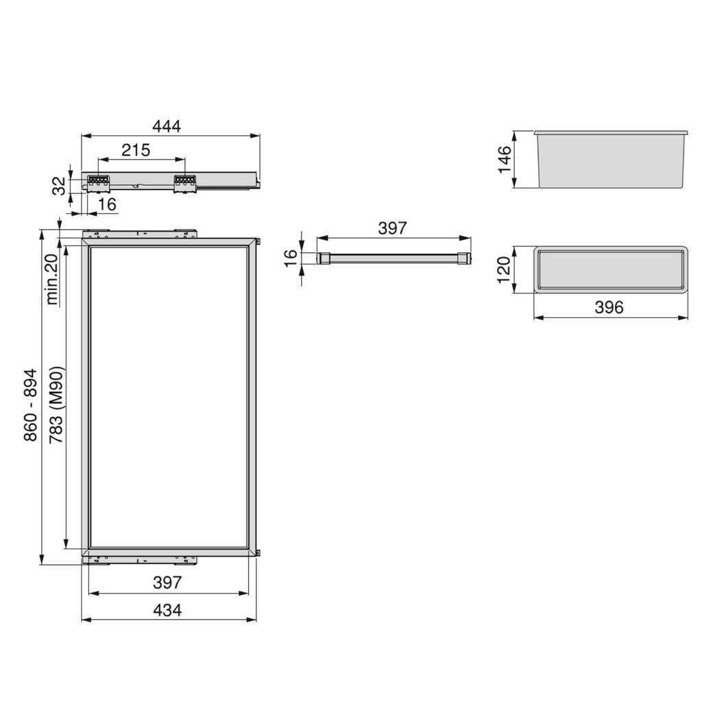 Hack housuhylly, 900 mm moduuli, musta hinta ja tiedot | Kaapit | hobbyhall.fi