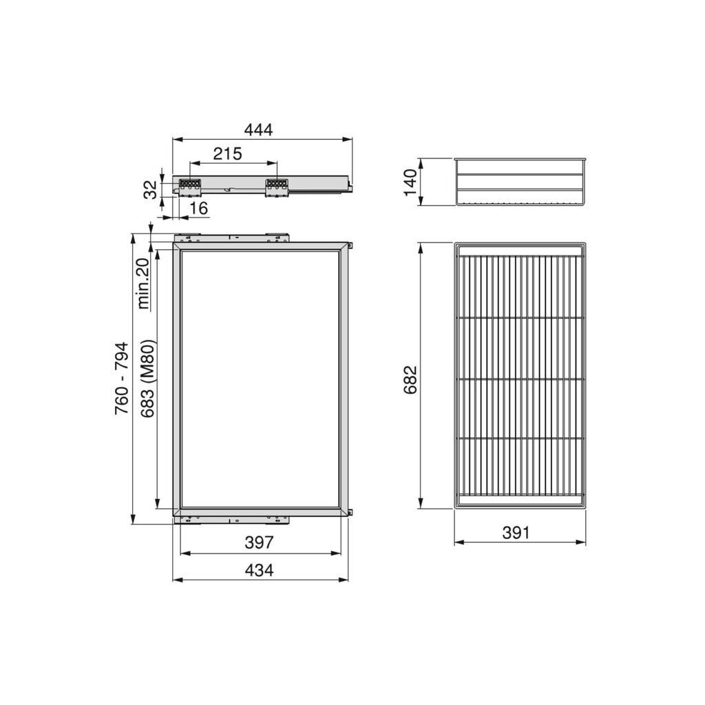 Hack-laatikko korilla, moduuli 800 mm, kivenharmaa hinta ja tiedot | Kaapit | hobbyhall.fi