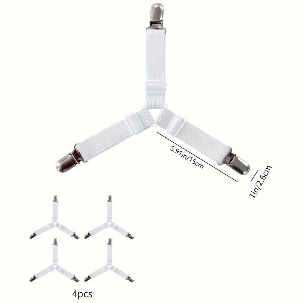 4 kpl valkoista lakanan kiinnitysklipsiä hinta ja tiedot | Pussilakanat ja tyynyliinat | hobbyhall.fi
