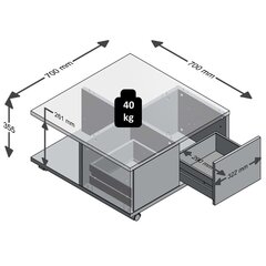 FMD Liikkuva sohvapöytä 70x70x35,5 cm betoni ja kiiltävä valkoinen hinta ja tiedot | Sohvapöydät | hobbyhall.fi