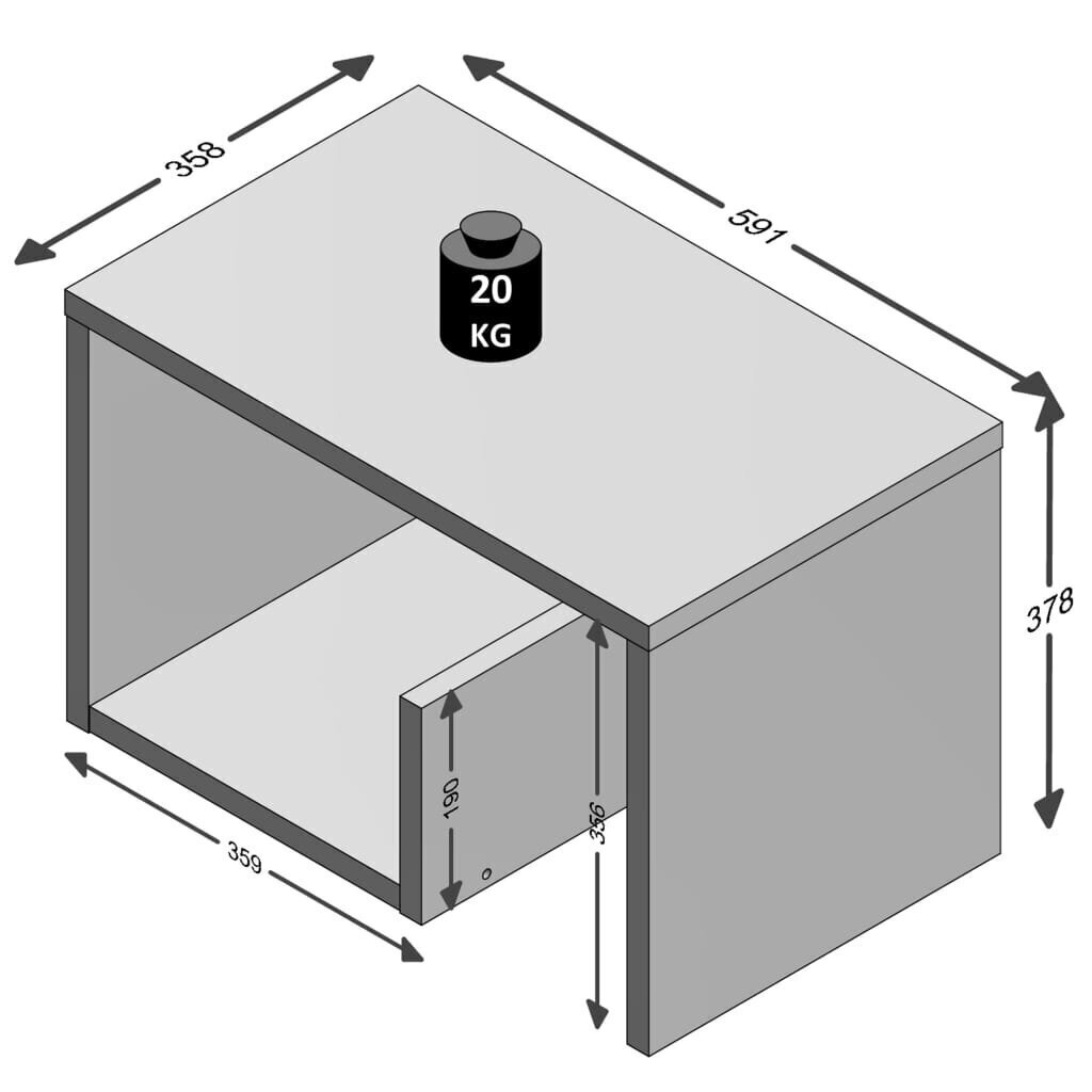 FMD Sohvapöytä 2-in-1 59,1x35,8x37,8 cm valkoinen hinta ja tiedot | Sohvapöydät | hobbyhall.fi