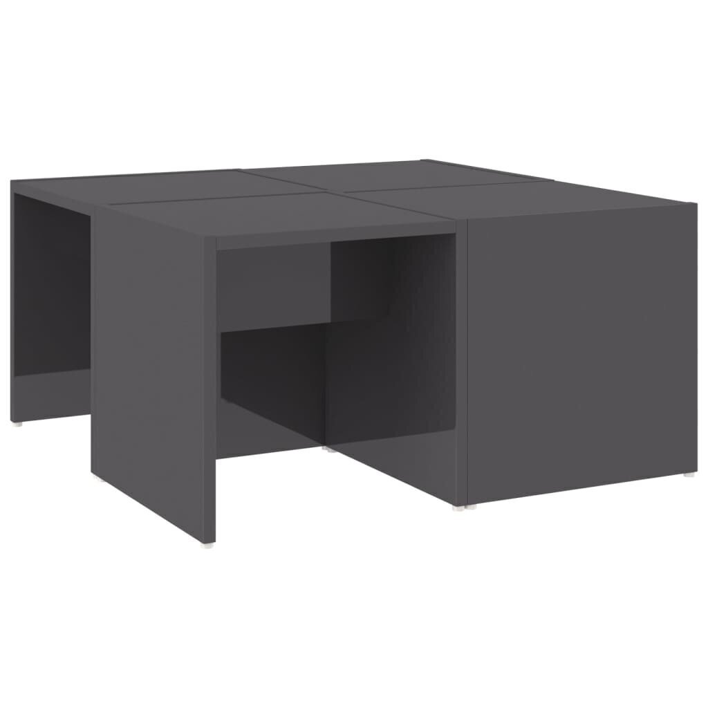 vidaXL Sohvapöydät 4 kpl korkeakiilto harmaa 33x33x33 cm lastulevy hinta ja tiedot | Sohvapöydät | hobbyhall.fi