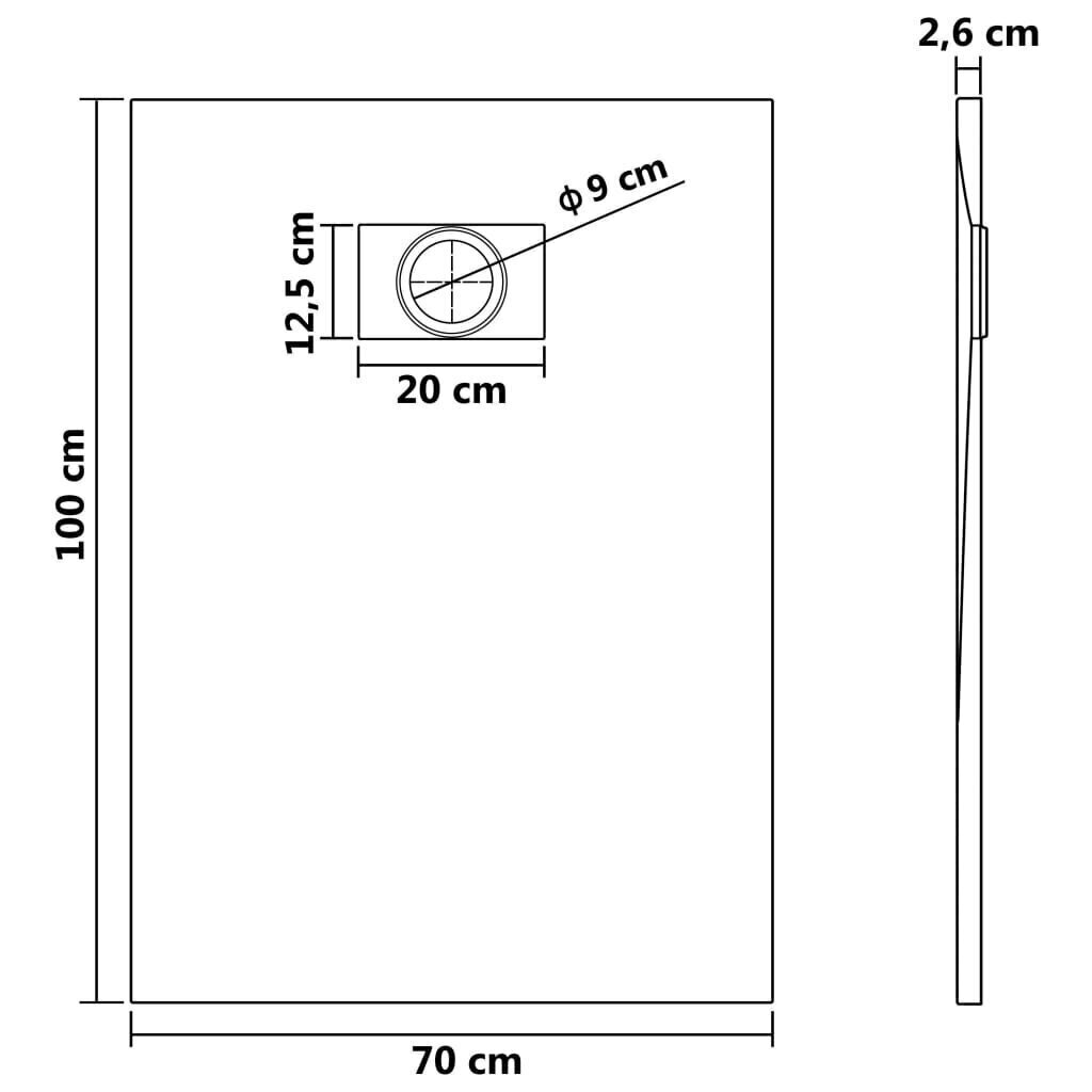 vidaXL Suihkualusta SMC harmaa 100x70 cm hinta ja tiedot | Suihkualtaat | hobbyhall.fi