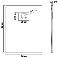 vidaXL Suihkualusta SMC harmaa 90x70 cm hinta ja tiedot | Suihkualtaat | hobbyhall.fi