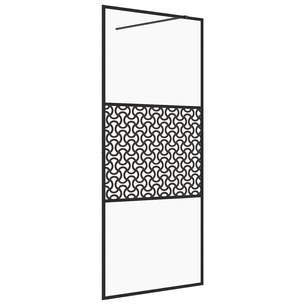 vidaXL Walk-in suihkun seinäke kirkas ESG-lasi 80x195 cm musta hinta ja tiedot | Suihkuseinät ja -ovet | hobbyhall.fi