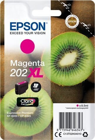 EPSON Singlepack Magenta 202XL Kiwi hinta ja tiedot | Mustekasetit | hobbyhall.fi