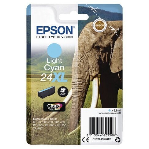 Epson Singlepack Light Cyan 24XL Claria hinta ja tiedot | Mustekasetit | hobbyhall.fi