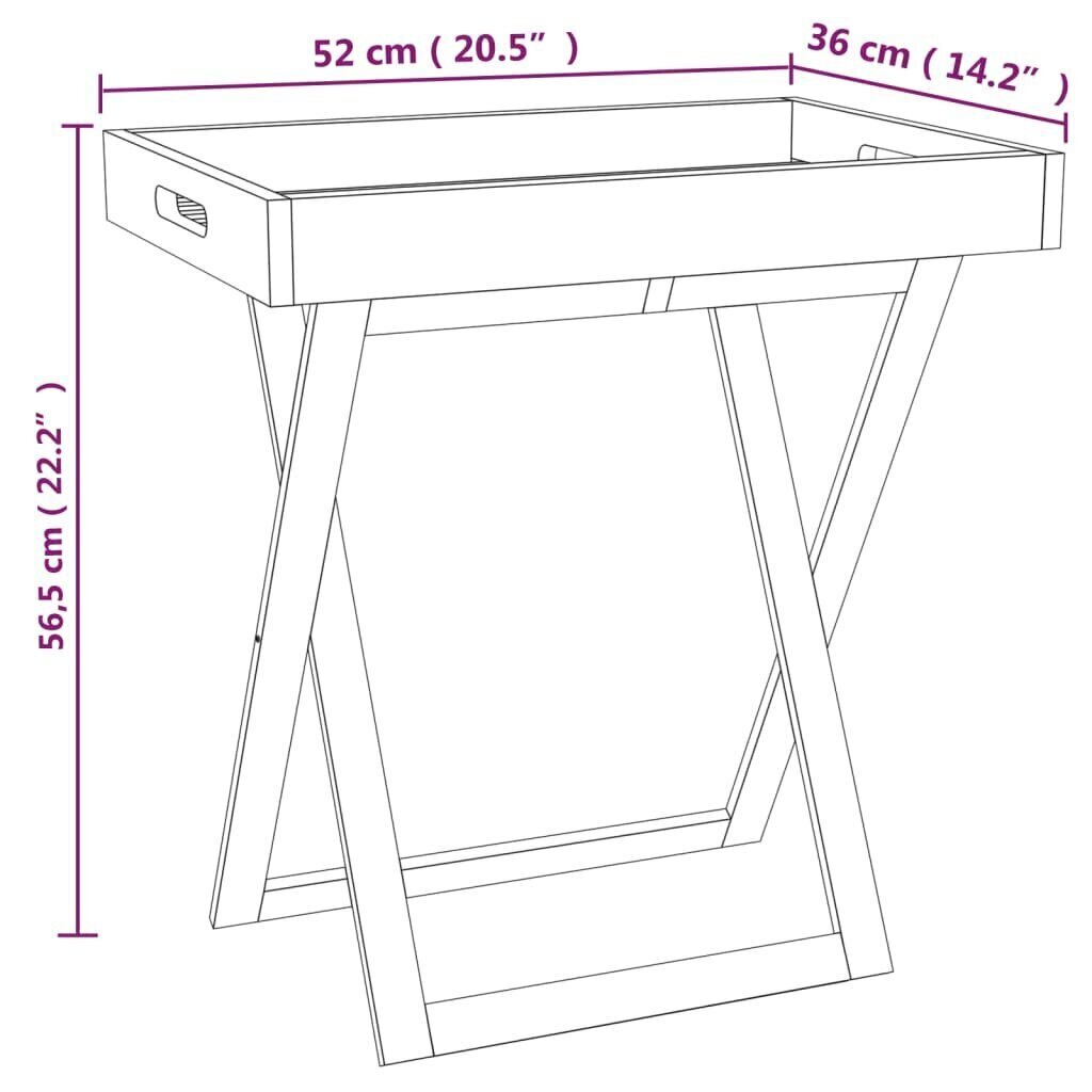 vidaXL Taitettava tarjotinpöytä 52x36x56,5 cm cm täysi pähkinäpuu hinta ja tiedot | Astiat | hobbyhall.fi