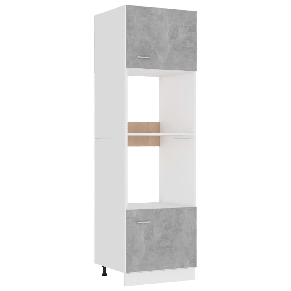 vidaXL Mikroaaltouunin kaappi betoninharmaa 60x57x207 cm lastulevy hinta ja tiedot | Keittiön kaapit | hobbyhall.fi