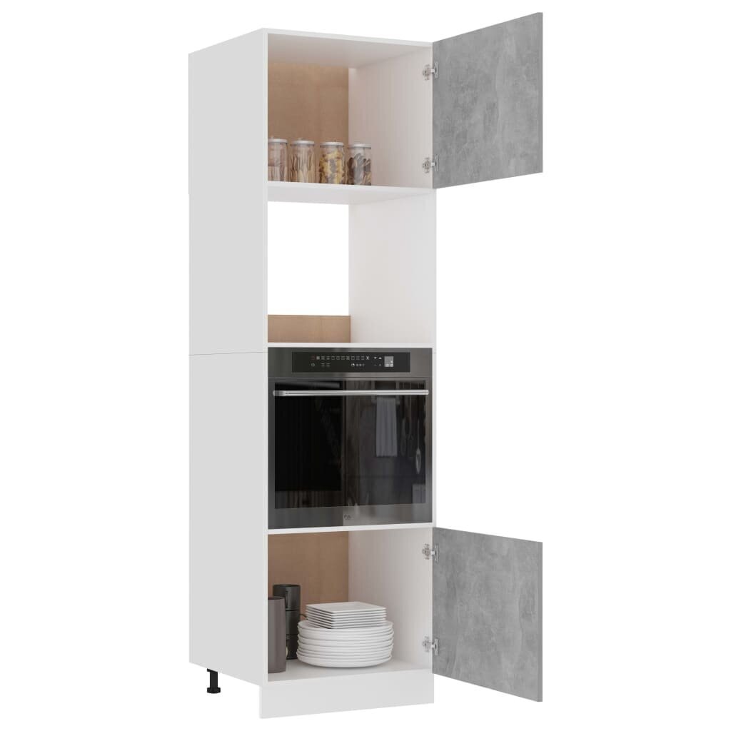 vidaXL Mikroaaltouunin kaappi betoninharmaa 60x57x207 cm lastulevy hinta ja tiedot | Keittiön kaapit | hobbyhall.fi