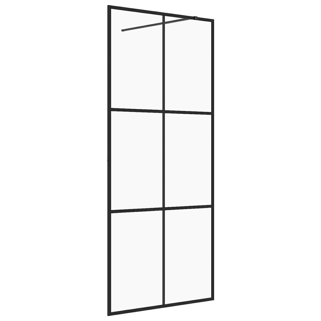 vidaXL Walk-in suihkun seinäke kirkas ESG-lasi 80x195 cm musta hinta ja tiedot | Suihkuseinät ja -ovet | hobbyhall.fi