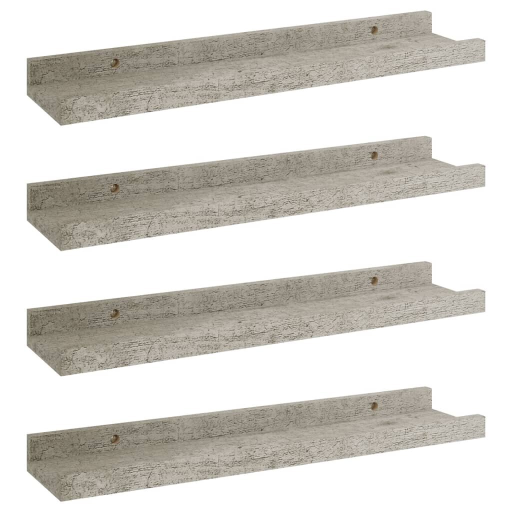 vidaXL Seinähyllyt 4 kpl betoninharmaa 40x9x3 cm hinta ja tiedot | Hyllyt | hobbyhall.fi