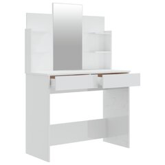 Kampauspöytäsetti, 96x40x142cm, valkoinen kiiltävä väri hinta ja tiedot | Peilipöydät | hobbyhall.fi