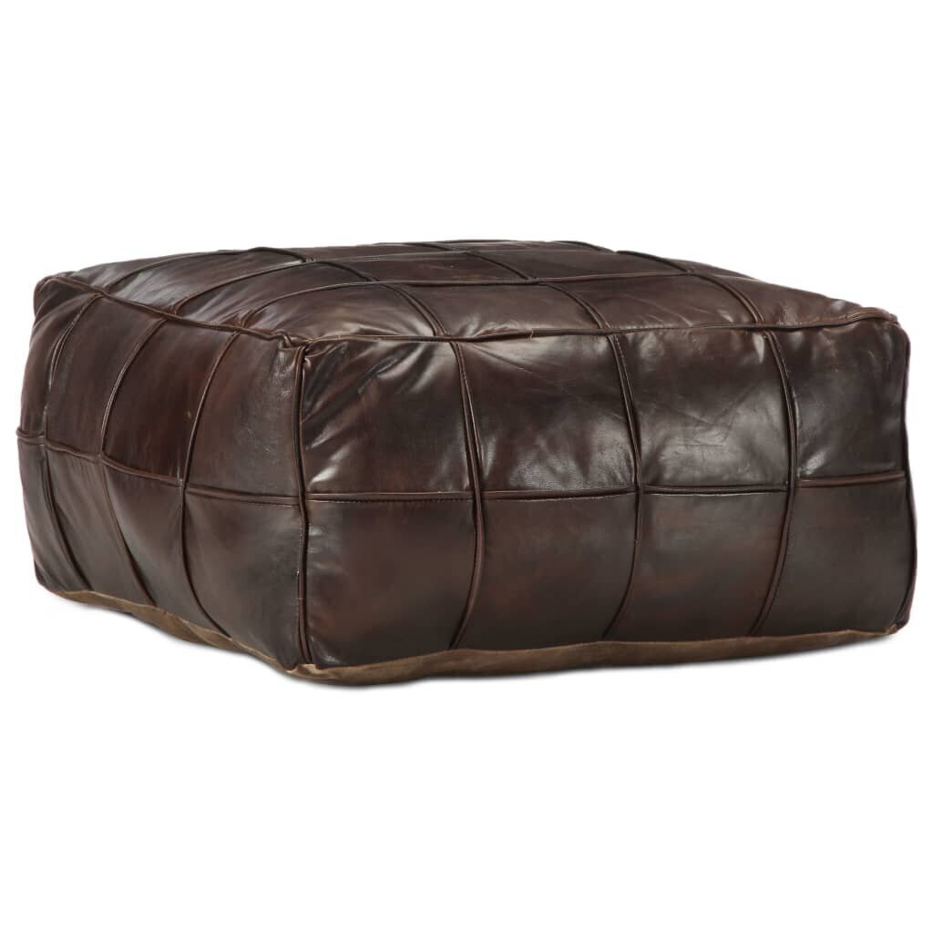 Pouf, tummanruskea, 60x60x30 cm, aitoa vuohennahkaa hinta ja tiedot | Säkkituolit, rahit ja penkit | hobbyhall.fi