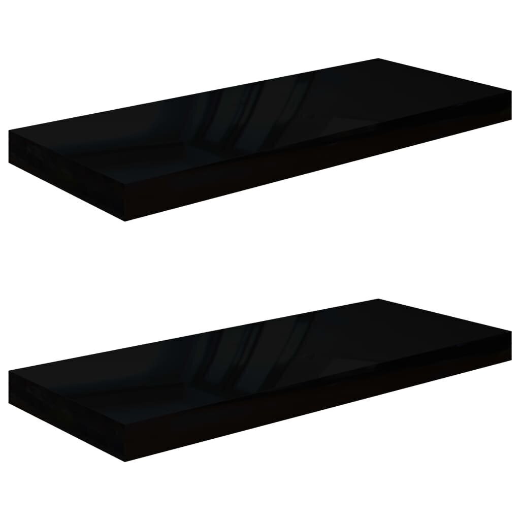 vidaXL Kelluvat seinähyllyt 2kpl korkeakiilto musta 60x23,5x3,8 cm MDF hinta ja tiedot | Hyllyt | hobbyhall.fi