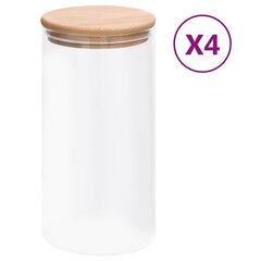 vidaXL Lasiset säilytyspurkit bambukansilla 4 kpl 1200 ml hinta ja tiedot | Elintarvikkeiden säilytysastiat | hobbyhall.fi