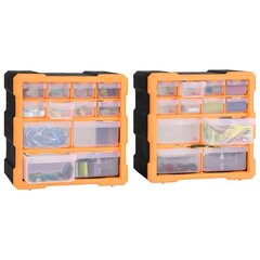 vidaXL Monilaatikko järjestelijä 12 laatikolla 2 kpl 26,5x16x26 cm hinta ja tiedot | Työkalupakit ja muu työkalujen säilytys | hobbyhall.fi