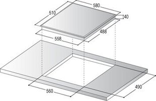 Greentek BTE640, keraaminen liesitaso, 4 keittoaluetta, 60 cm, ruostumaton teräsrunko hinta ja tiedot | Liesitasot | hobbyhall.fi