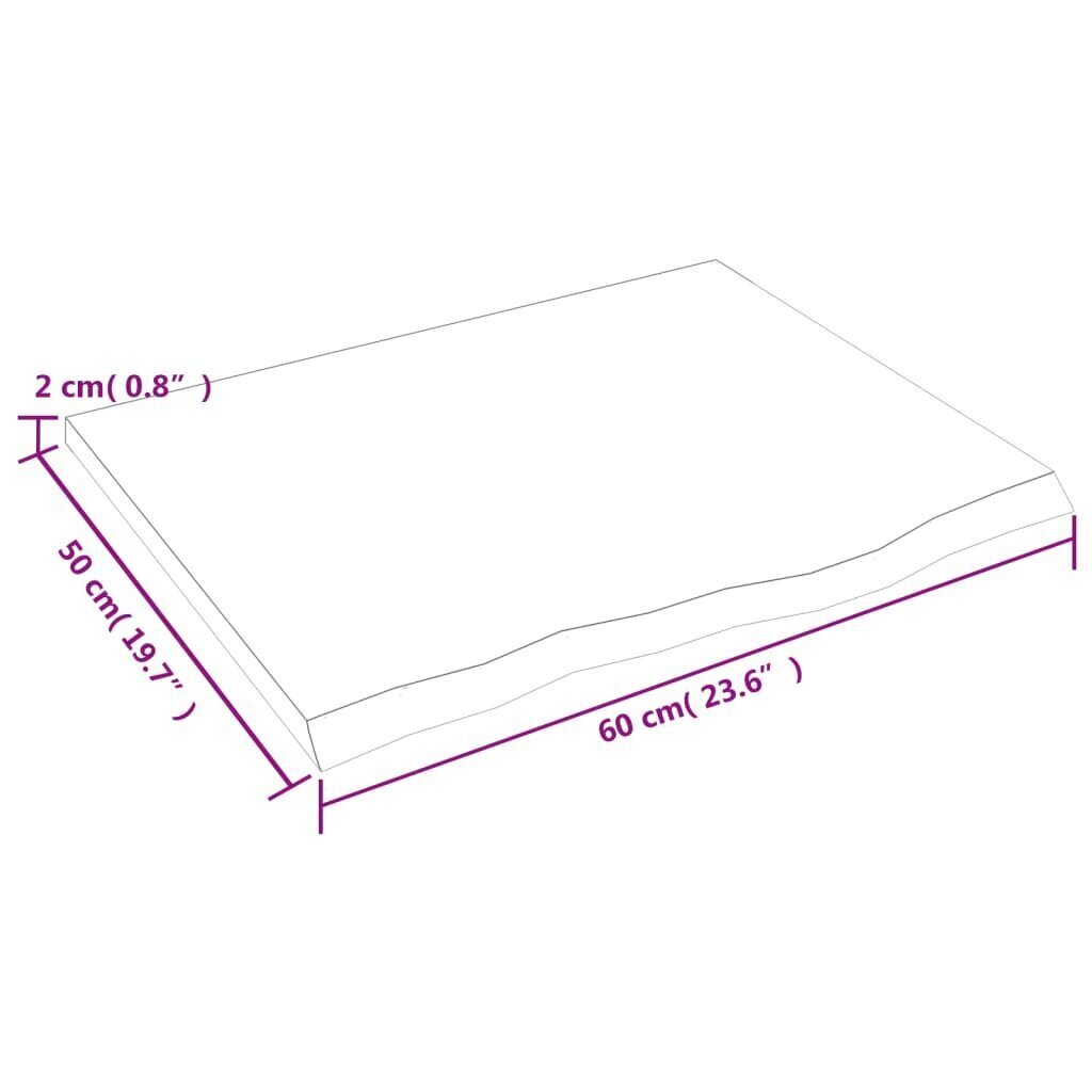 vidaXL Seinähylly vaaleanruskea 60x50x2 cm käsitelty täystammi hinta ja tiedot | Hyllyt | hobbyhall.fi