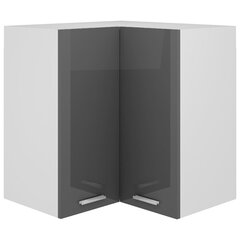 vidaXL Seinäkulmakaappi korkeakiilto harmaa 57x57x60 cm lastulevy hinta ja tiedot | Keittiön kaapit | hobbyhall.fi