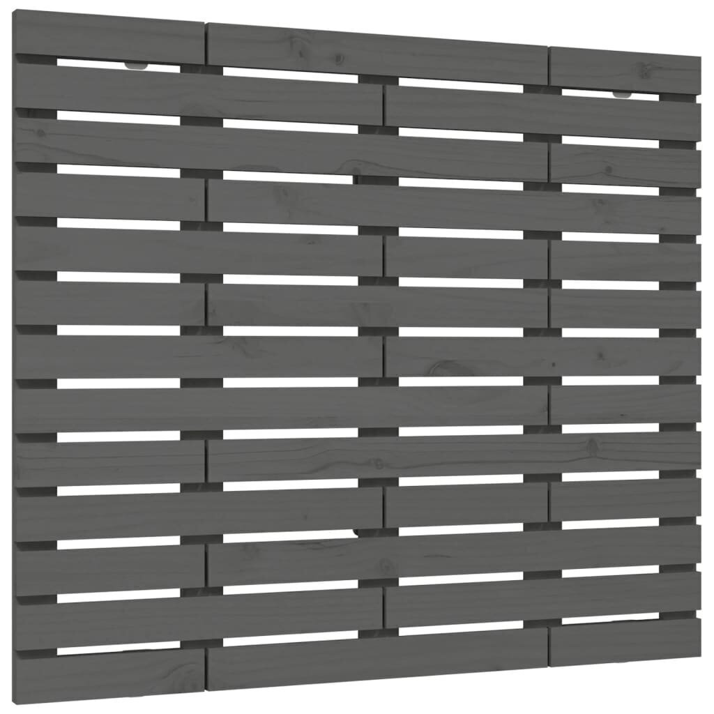 vidaXL Sängynpääty seinälle harmaa 146x3x91,5 cm täysi mänty hinta ja tiedot | Sängyt | hobbyhall.fi