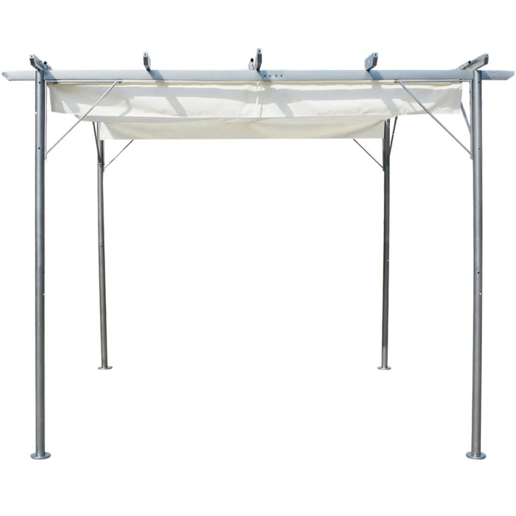 vidaXL Pergola sisäänvedettävällä katolla kermanvalkoinen 3x3 m teräs hinta ja tiedot | Puutarhapaviljongit | hobbyhall.fi