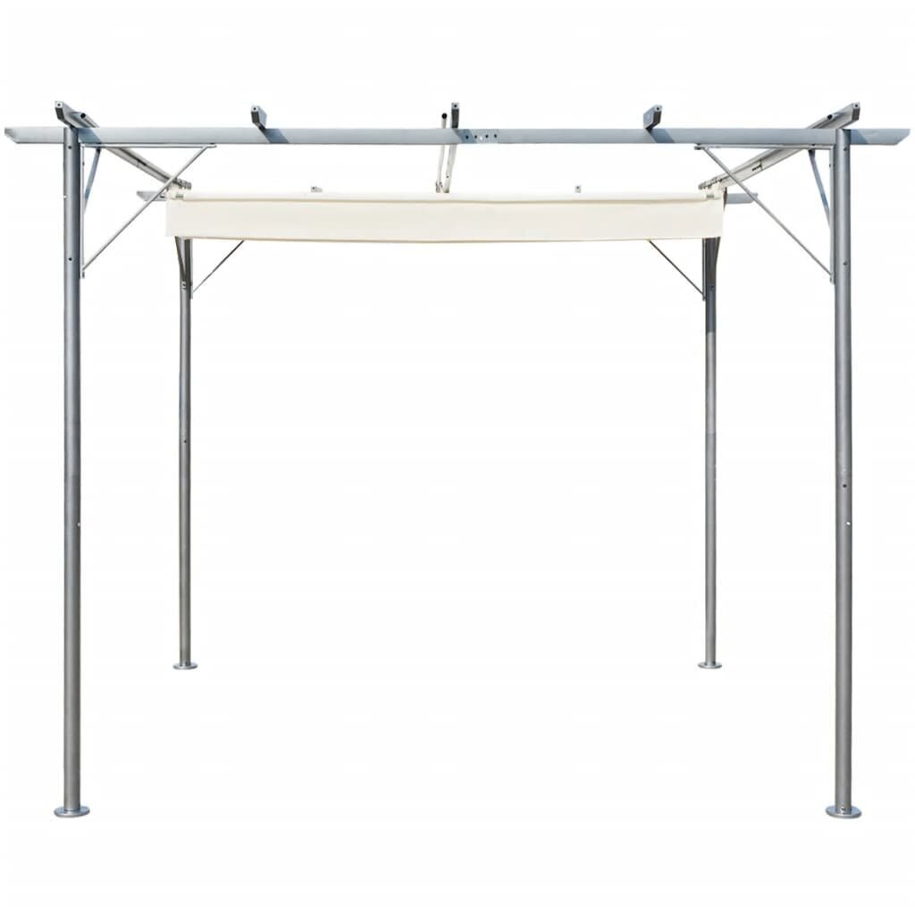 vidaXL Pergola sisäänvedettävällä katolla kermanvalkoinen 3x3 m teräs hinta ja tiedot | Puutarhapaviljongit | hobbyhall.fi