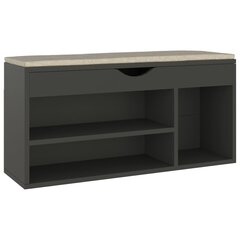 Kenkäpenkki tyynyllä, harmaa, 104x30x49cm, MDP hinta ja tiedot | Kenkäkaapit ja -hyllyt | hobbyhall.fi