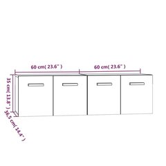 vidaXL Seinäkaapit 2 kpl harmaa Sonoma 60x36,5x35 cm tekninen puu hinta ja tiedot | Olohuoneen kaapit ja lipastot | hobbyhall.fi