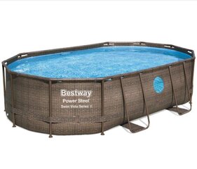 Runkoallas Bestway Power Steel Swim Vista Oval 488x305x107 cm suodattimella hinta ja tiedot | Uima-altaat | hobbyhall.fi