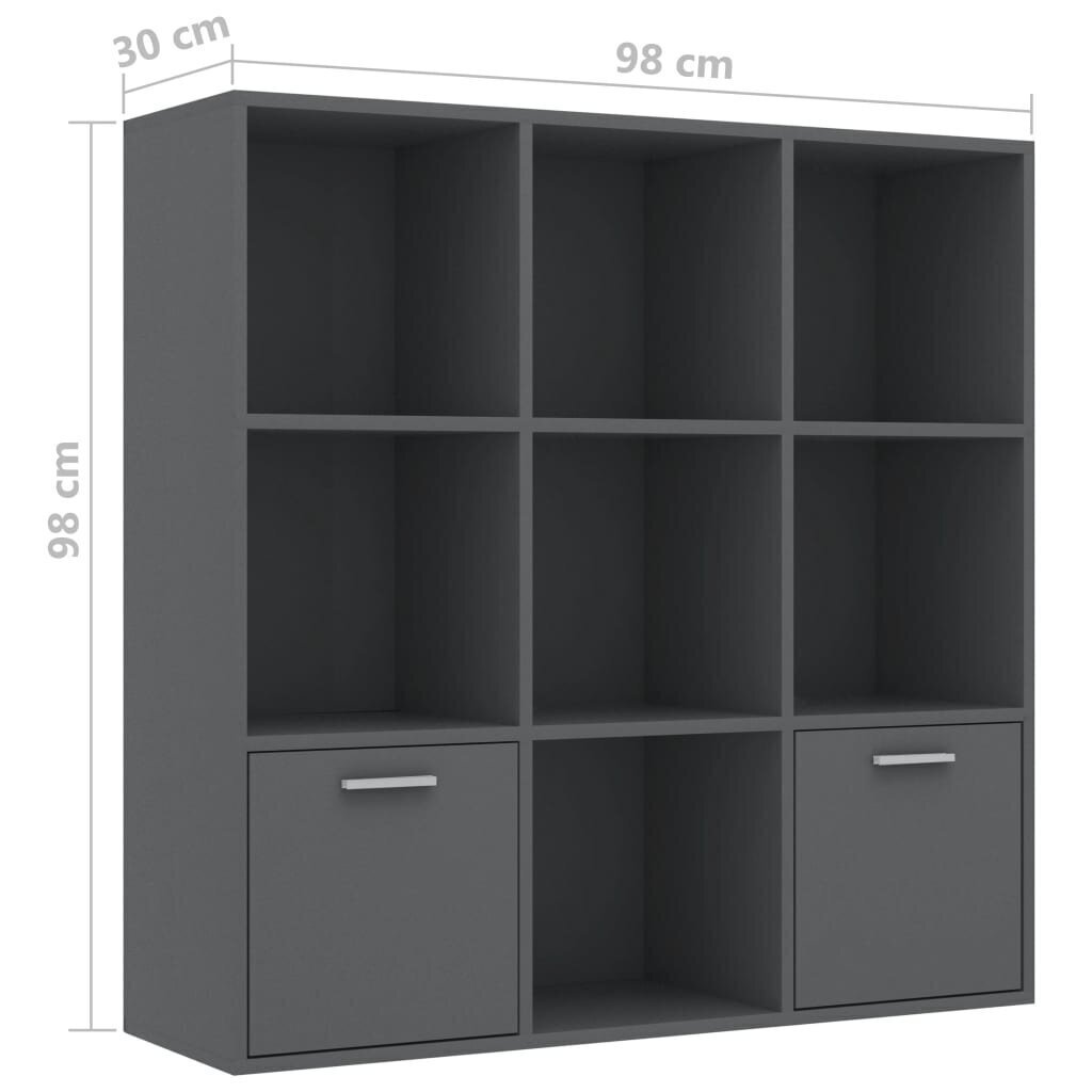 Kirjahylly vidaXL, harmaa, 98x30x98cm, MDF hinta ja tiedot | Hyllyt | hobbyhall.fi