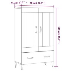 vidaXL Kaappi valkoinen 70x31x115 cm tekninen puu hinta ja tiedot | Lipastot | hobbyhall.fi