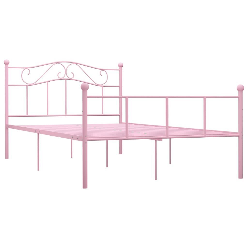 vidaXL Sängynrunko pinkki metalli 140x200 cm hinta ja tiedot | Sängyt | hobbyhall.fi