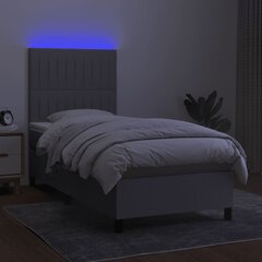 vidaXL Sänky jousilla/patja/LED, harmaa, 100x200 cm, kangas hinta ja tiedot | Sängyt | hobbyhall.fi